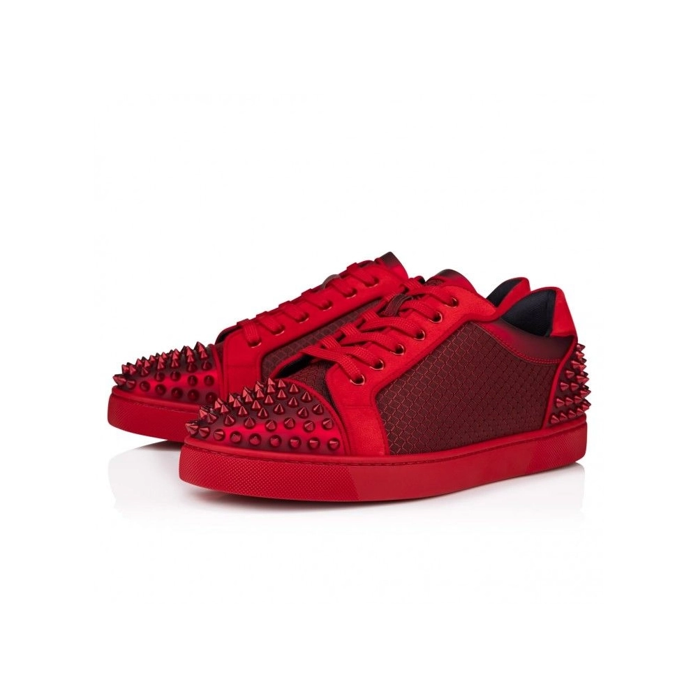 Replica Christian Louboutin Seavaste 2 Sneakers Calf Leather Nylon Loubi, Fake Christian Louboutin Shoes
