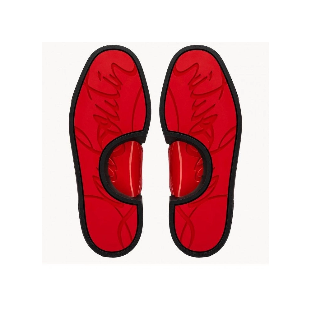 Cheap Christian Louboutin Adolon High-Top Sneakers Leather Black, Discount Christian Louboutin Shoes Outlet Online