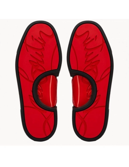 Cheap Christian Louboutin Adolon High-Top Sneakers Leather Black, Discount Christian Louboutin Shoes Outlet Online