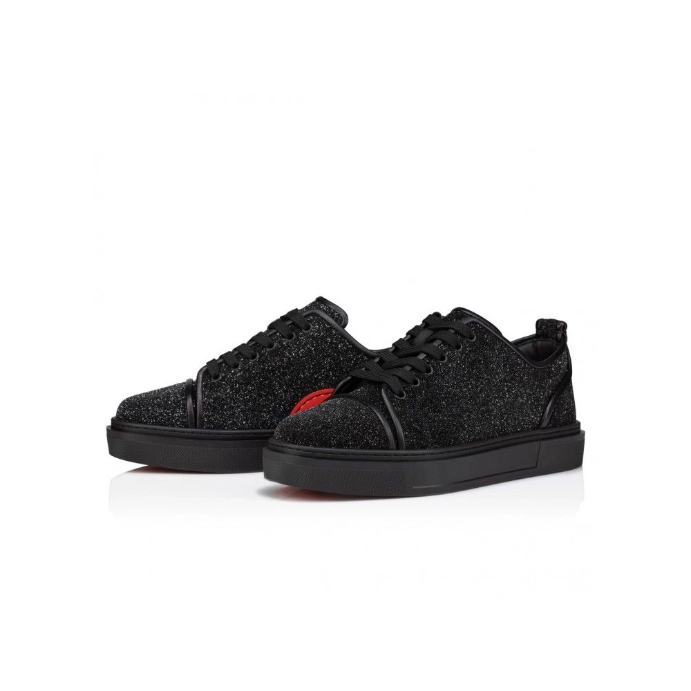 Replica Christian Louboutin Adolon Junior Sneakers Leather Black, Knockoff Christian Louboutin Shoes