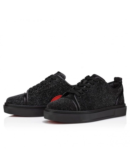 Replica Christian Louboutin Adolon Junior Sneakers Leather Black, Knockoff Christian Louboutin Shoes