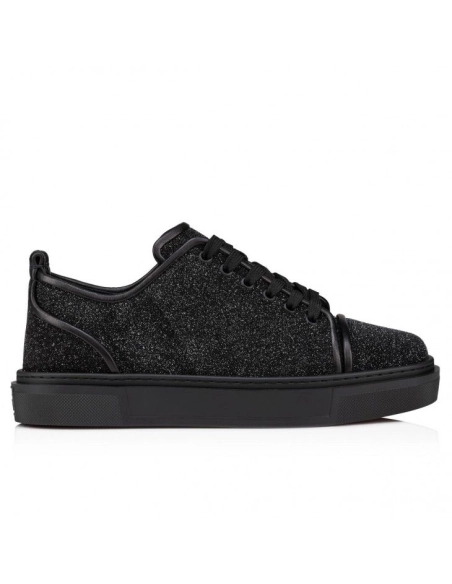 Replica Christian Louboutin Adolon Junior Sneakers Leather Black, Knockoff Christian Louboutin Shoes