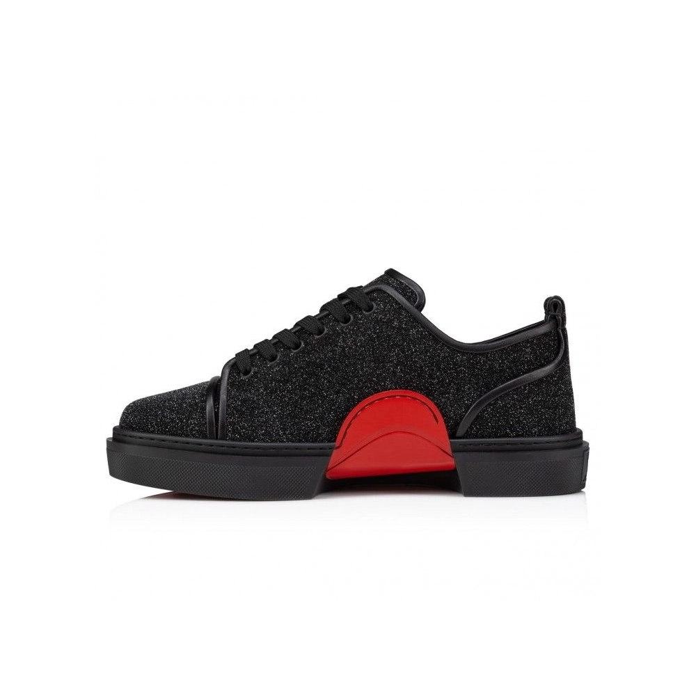 Replica Christian Louboutin Adolon Junior Sneakers Leather Black, Knockoff Christian Louboutin Shoes