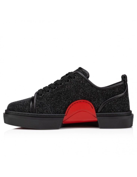 Replica Christian Louboutin Adolon Junior Sneakers Leather Black, Knockoff Christian Louboutin Shoes