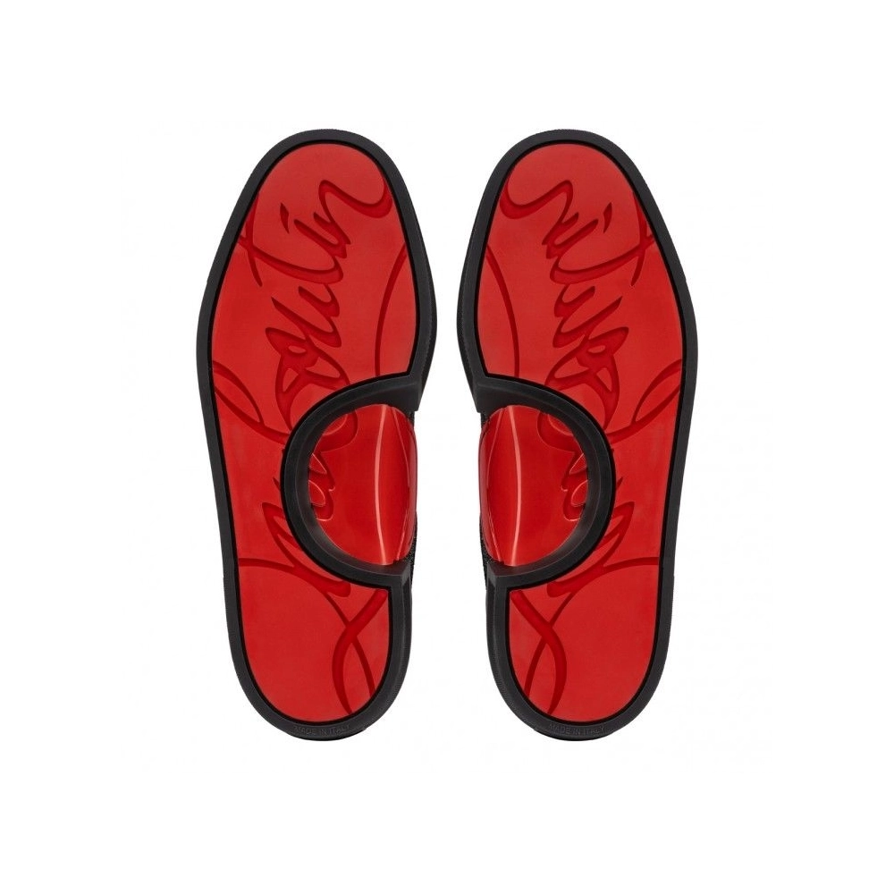 Replica Christian Louboutin Adolon Junior Sneakers Leather Black, Knockoff Christian Louboutin Shoes