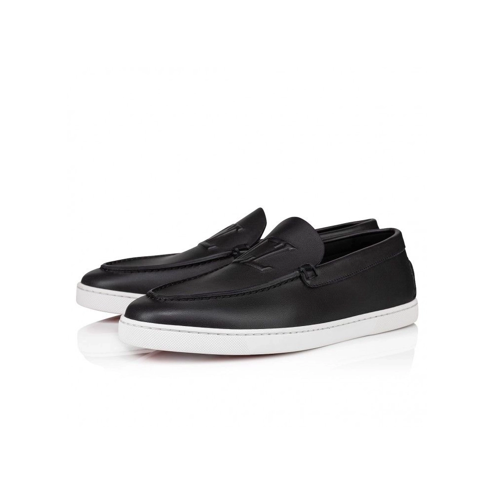 Cheap Christian Louboutin Varsiboat Boat Shoes Calf Leather Black, Discount Christian Louboutin Shoes Outlet Online