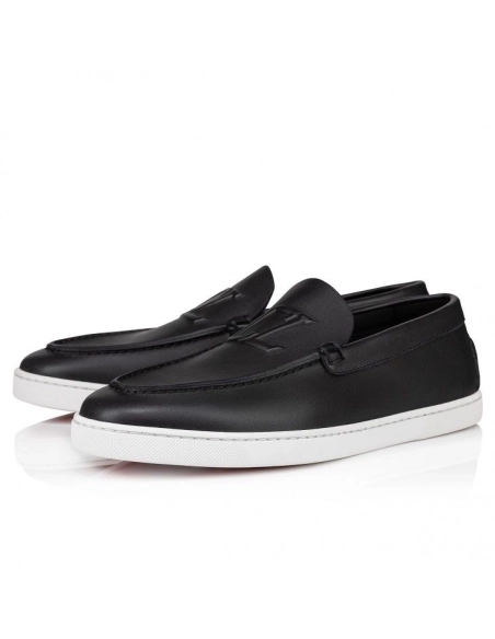 Cheap Christian Louboutin Varsiboat Boat Shoes Calf Leather Black, Discount Christian Louboutin Shoes Outlet Online