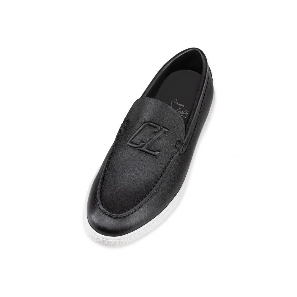 Cheap Christian Louboutin Varsiboat Boat Shoes Calf Leather Black, Discount Christian Louboutin Shoes Outlet Online