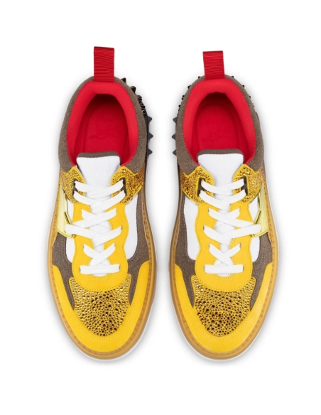Replica Christian Louboutin Astroloubi Strass Sneakers Women Veau Velours Strass Yellow