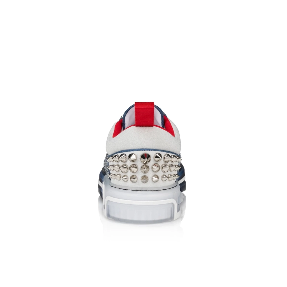 Replica Christian Louboutin Astroloubi Strass Sneakers Veau Velours Suede Leather Blue