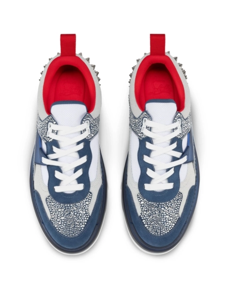 Replica Christian Louboutin Astroloubi Strass Sneakers Veau Velours Suede Leather Blue