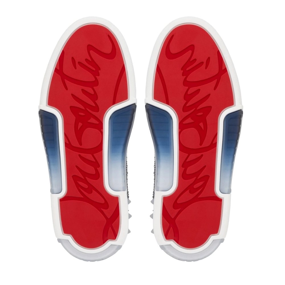 Replica Christian Louboutin Astroloubi Strass Sneakers Veau Velours Suede Leather Blue