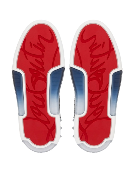 Replica Christian Louboutin Astroloubi Strass Sneakers Veau Velours Suede Leather Blue