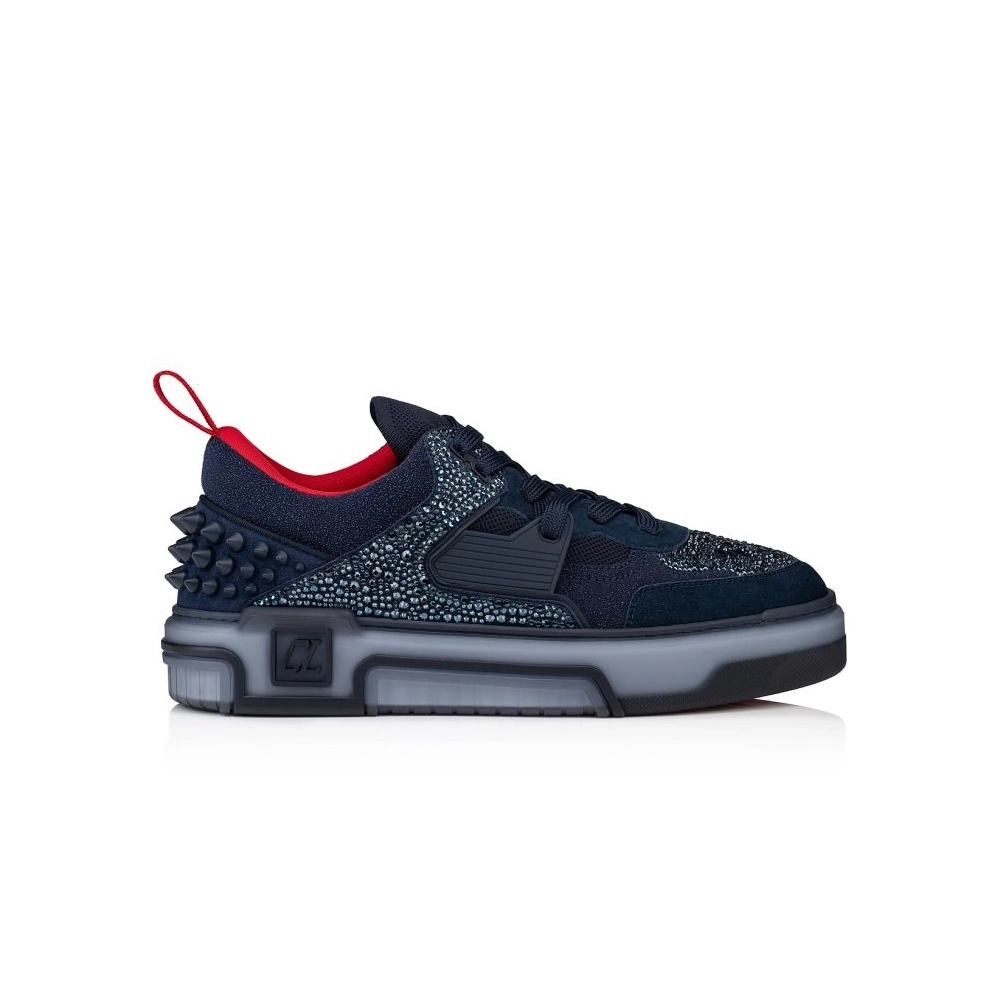 Fake Christian Louboutin Astroloubi Strass Sneakers Veau Velours Strass Navy, Replica Christian Louboutin Shoes