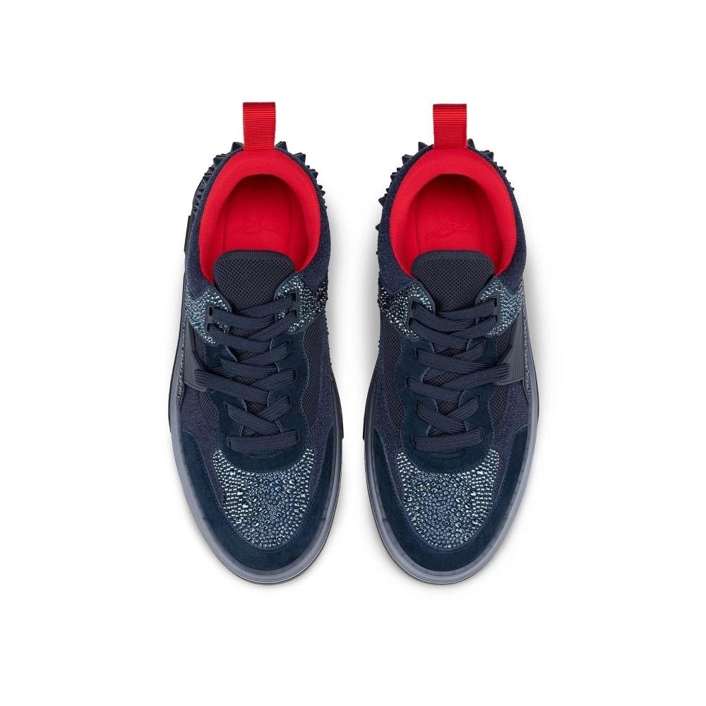 Fake Christian Louboutin Astroloubi Strass Sneakers Veau Velours Strass Navy, Replica Christian Louboutin Shoes