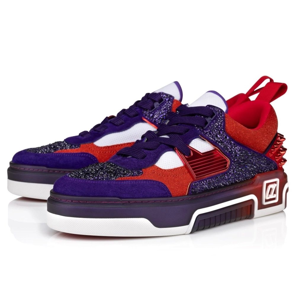 Discount Christian Louboutin Astroloubi Strass Sneakers Calf Leather Jacaranda Sale Online
