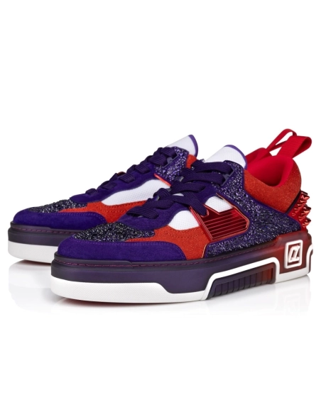 Discount Christian Louboutin Astroloubi Strass Sneakers Calf Leather Jacaranda Sale Online