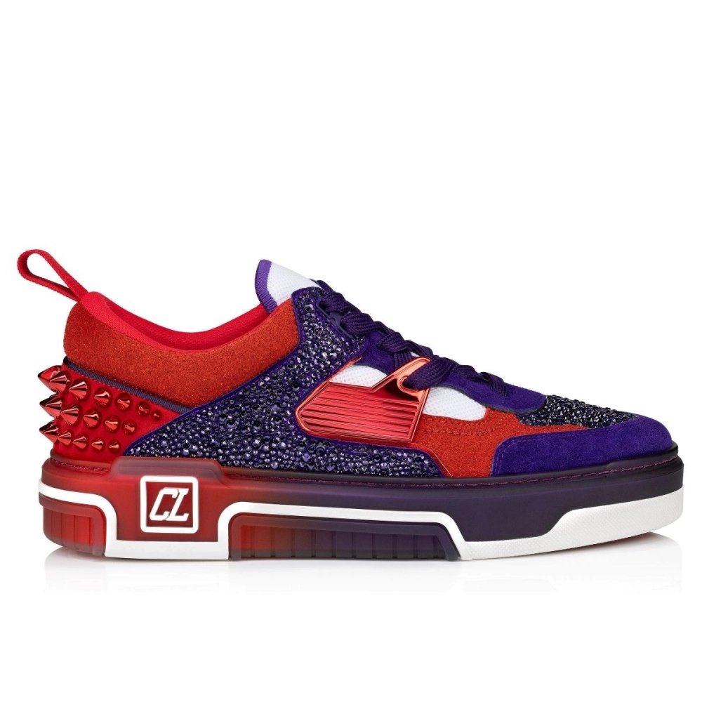 Discount Christian Louboutin Astroloubi Strass Sneakers Calf Leather Jacaranda Sale Online