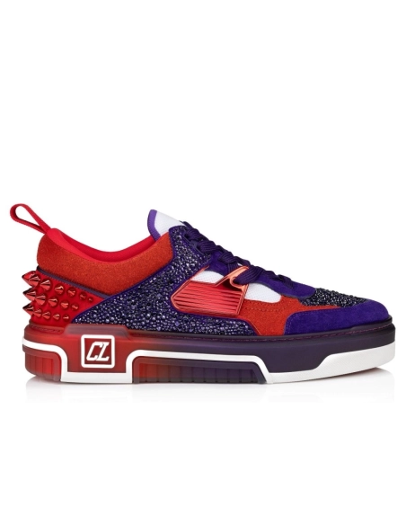 Discount Christian Louboutin Astroloubi Strass Sneakers Calf Leather Jacaranda Sale Online