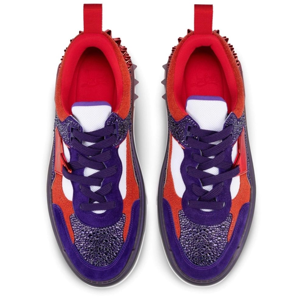 Discount Christian Louboutin Astroloubi Strass Sneakers Calf Leather Jacaranda Sale Online