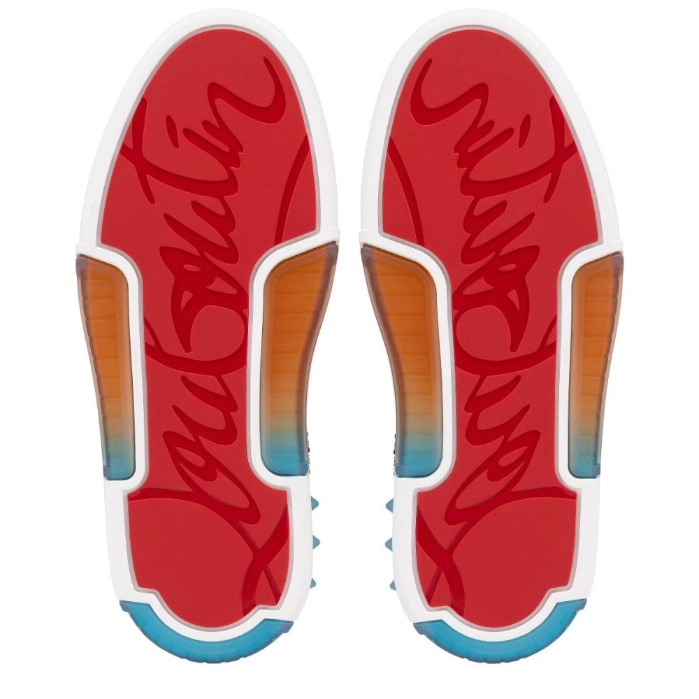 Replica Christian Louboutin Astroloubi Strass Sneakers Calf Leather Hibiscus, Fake Christian Louboutin