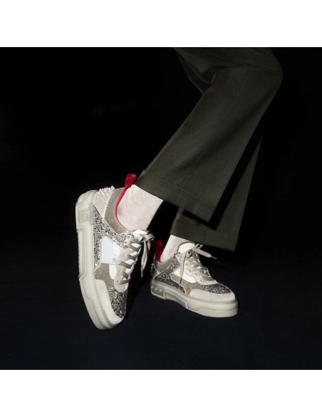 Fake Christian Louboutin Astroloubi Strass Sneakers Veau Velours Suede Leather Comete Saharienne, Replica CL Shoes
