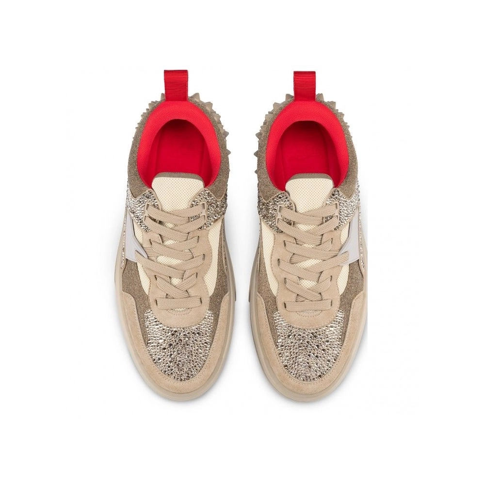 Fake Christian Louboutin Astroloubi Strass Sneakers Veau Velours Suede Leather Comete Saharienne, Replica CL Shoes