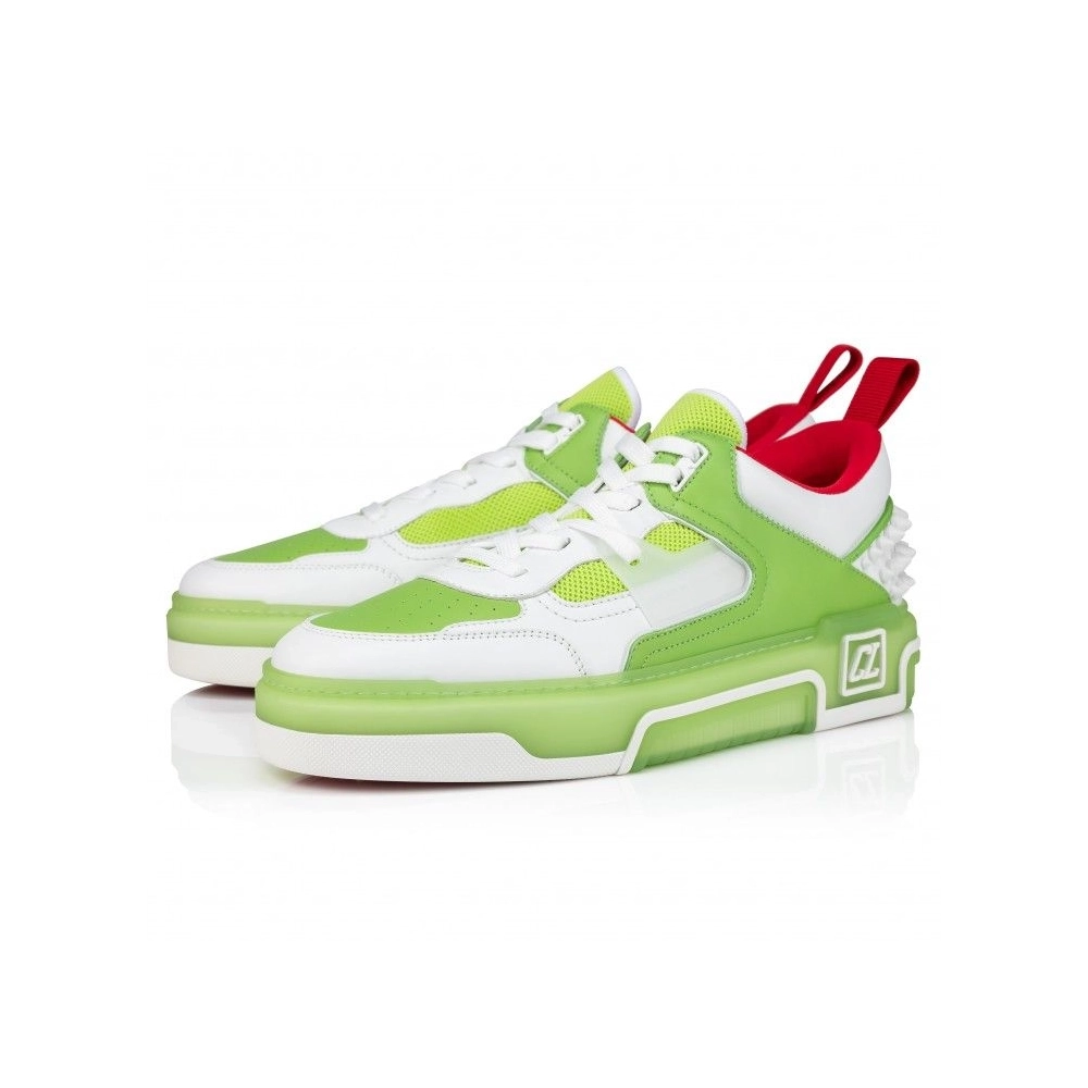 Discount Christian Louboutin Astroloubi Sneakers Calf Leather And Nappa Leather White Green, Cheap Christian Louboutin Shoes