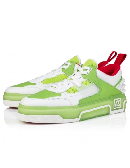 Discount Christian Louboutin Astroloubi Sneakers Calf Leather And Nappa Leather White Green, Cheap Christian Louboutin Shoes