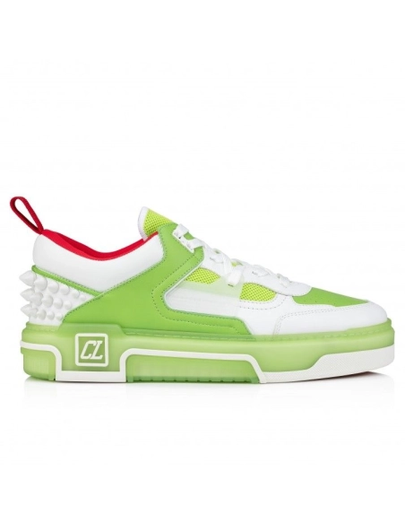 Discount Christian Louboutin Astroloubi Sneakers Calf Leather And Nappa Leather White Green, Cheap Christian Louboutin Shoes