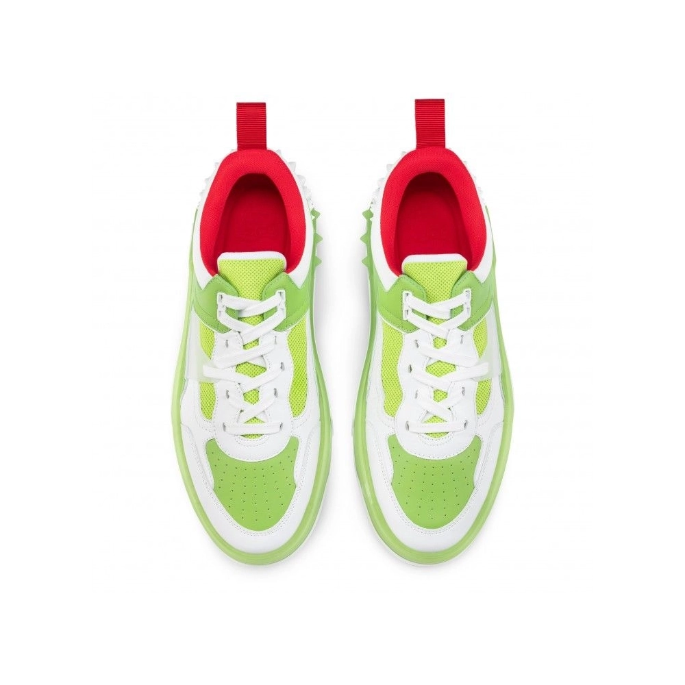 Discount Christian Louboutin Astroloubi Sneakers Calf Leather And Nappa Leather White Green, Cheap Christian Louboutin Shoes