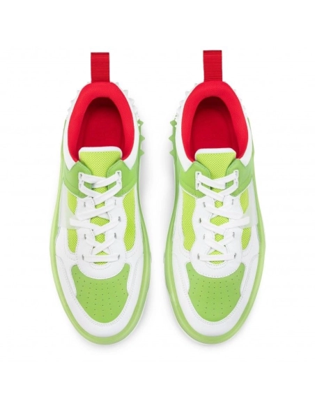 Discount Christian Louboutin Astroloubi Sneakers Calf Leather And Nappa Leather White Green, Cheap Christian Louboutin Shoes