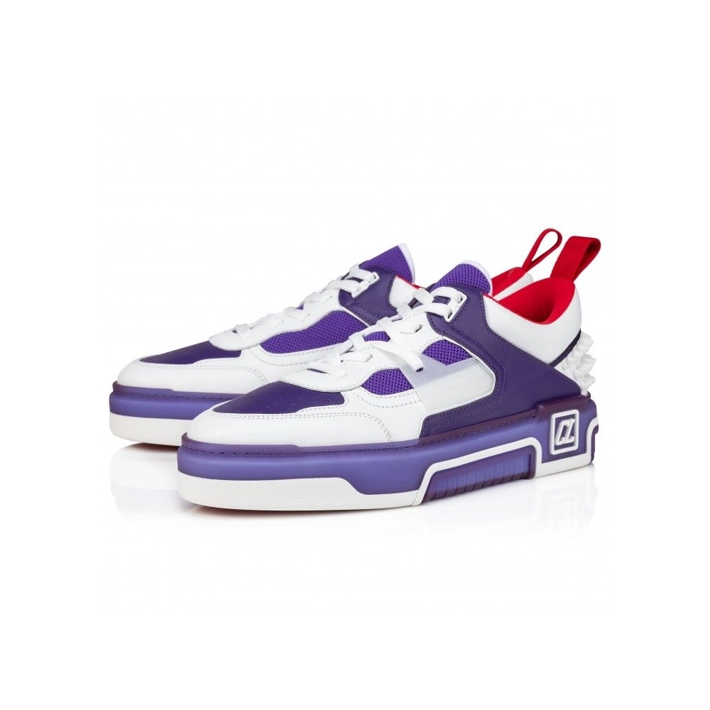 Replica Christian Louboutin Astroloubi Sneakers Calf Leather And Nappa Leather White Purple, Fake CL Shoes