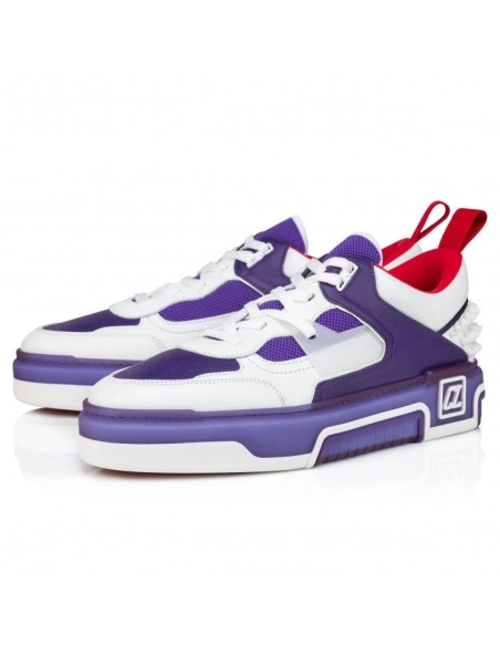 Replica Christian Louboutin Astroloubi Sneakers Calf Leather And Nappa Leather White Purple, Fake CL Shoes