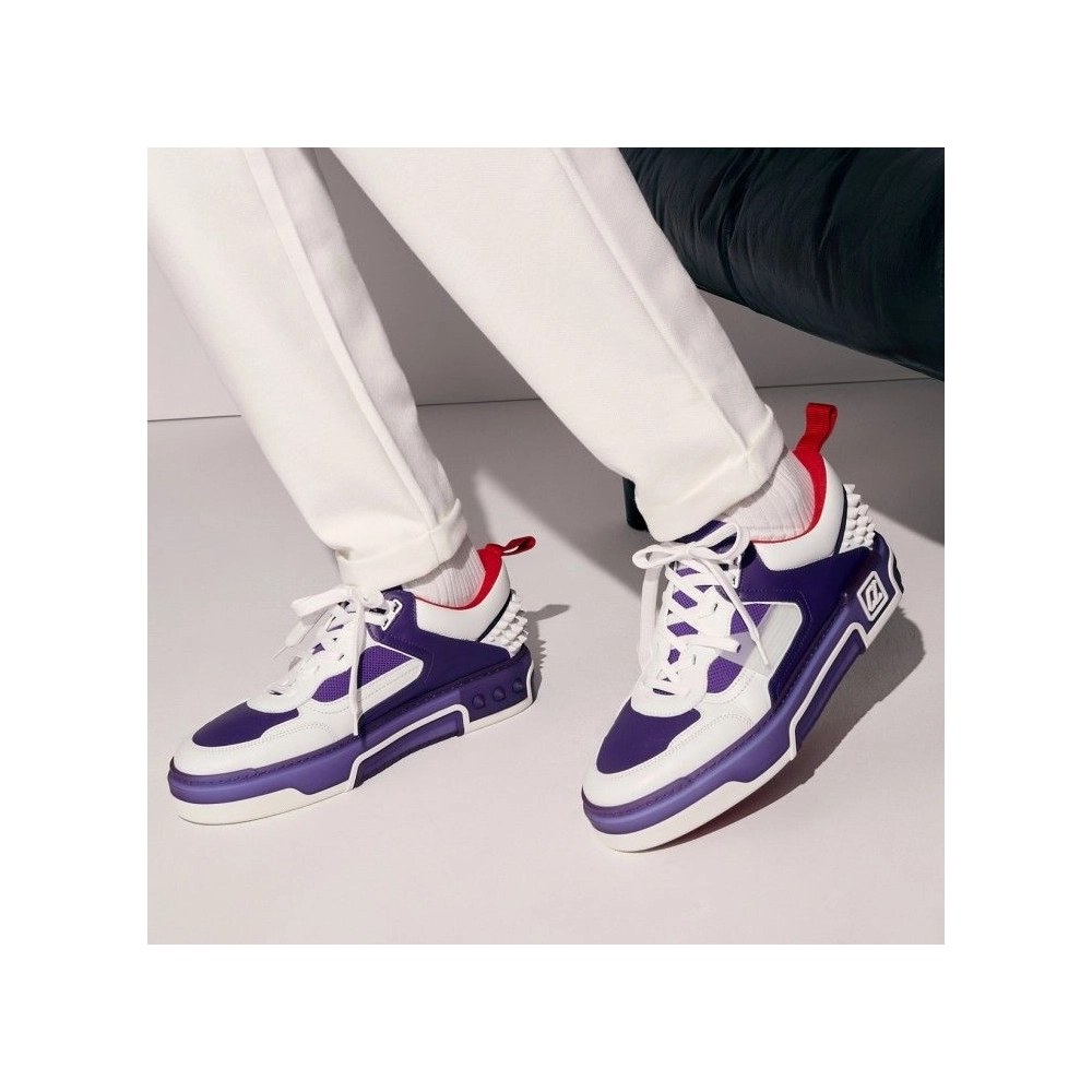 Replica Christian Louboutin Astroloubi Sneakers Calf Leather And Nappa Leather White Purple, Fake CL Shoes