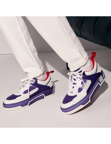 Replica Christian Louboutin Astroloubi Sneakers Calf Leather And Nappa Leather White Purple, Fake CL Shoes
