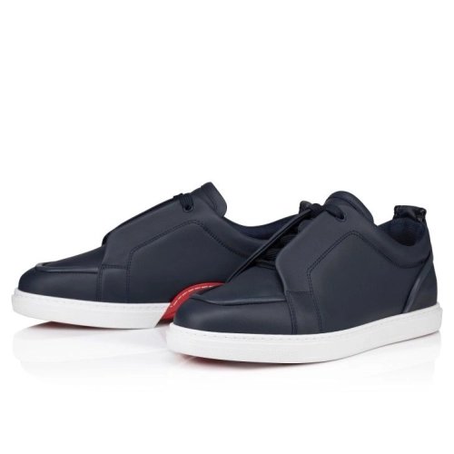 Replica Christian Louboutin Jimmy Low-Top Sneakers Calf Leather Marine