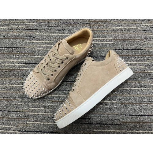 Discount Christian Louboutin Seavaste 2 Orlato Flat Low-top Suede Leather Sand Outlet