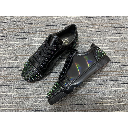 Cheap Christian Louboutin Seavaste 2 Orlato Flat Low-top Patent Leather Black