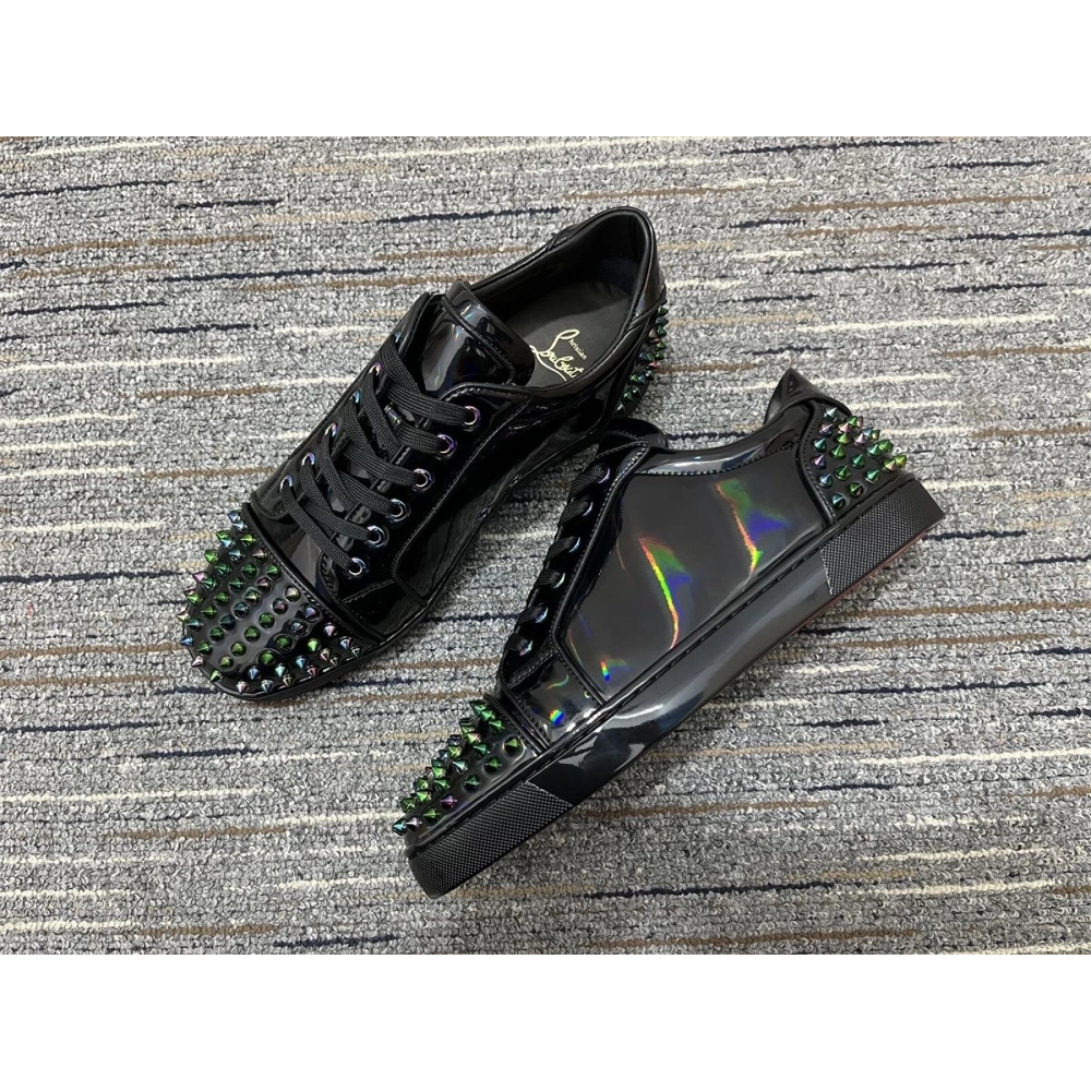 Cheap Christian Louboutin Seavaste 2 Orlato Flat Low-top Patent Leather Black