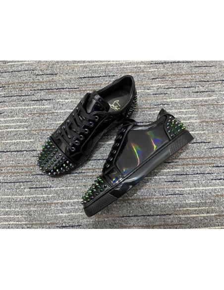 Cheap Christian Louboutin Seavaste 2 Orlato Flat Low-top Patent Leather Black