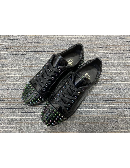 Cheap Christian Louboutin Seavaste 2 Orlato Flat Low-top Patent Leather Black