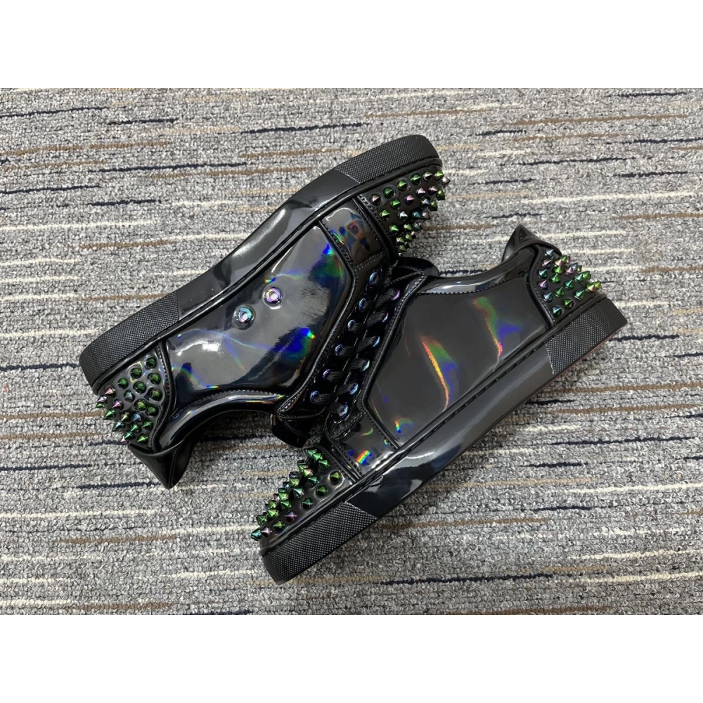 Cheap Christian Louboutin Seavaste 2 Orlato Flat Low-top Patent Leather Black