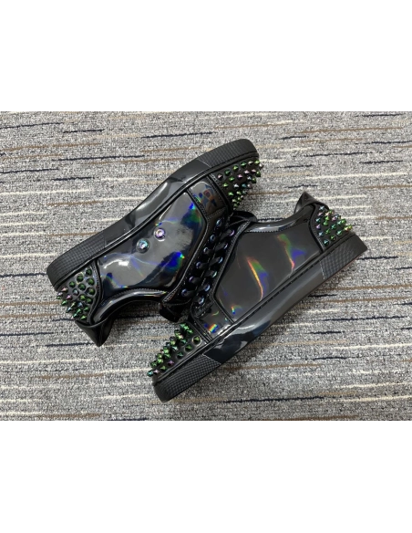 Cheap Christian Louboutin Seavaste 2 Orlato Flat Low-top Patent Leather Black