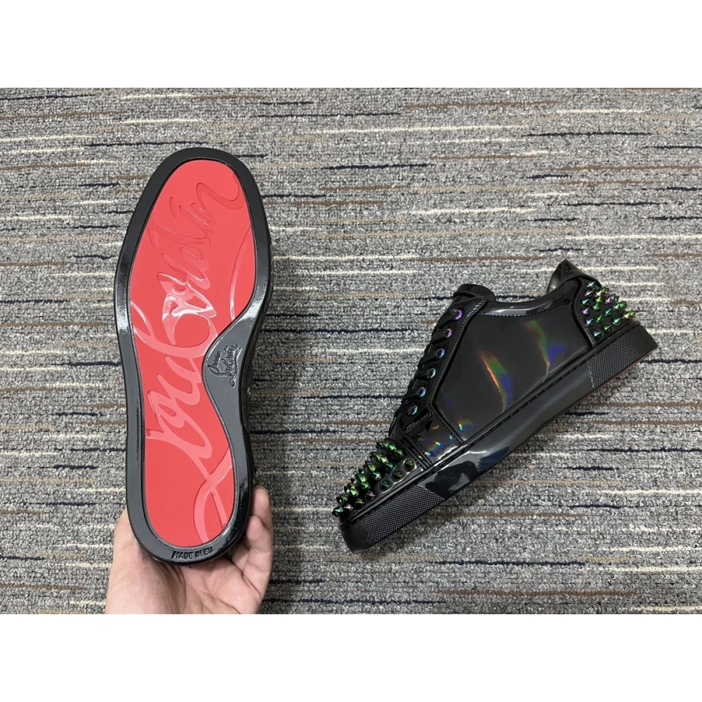 Cheap Christian Louboutin Seavaste 2 Orlato Flat Low-top Patent Leather Black