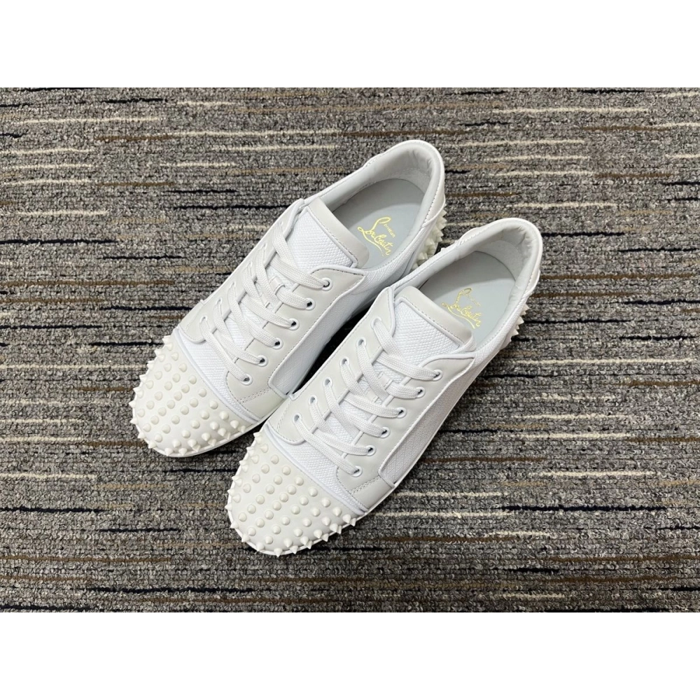 Replica Christian Louboutin Seavaste 2 Orla Falt Low-top Sneakers Calf and Fabric White