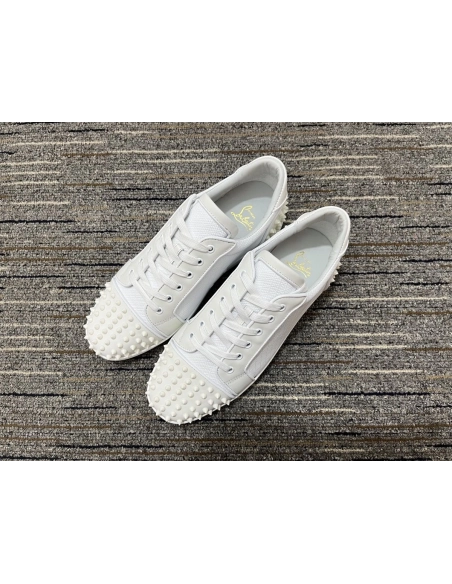 Replica Christian Louboutin Seavaste 2 Orla Falt Low-top Sneakers Calf and Fabric White