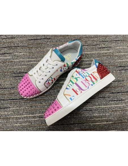 Cheap Christian Louboutin Version Viera 2 Flat Low-top Sneakers Calf Fabric Multicolor
