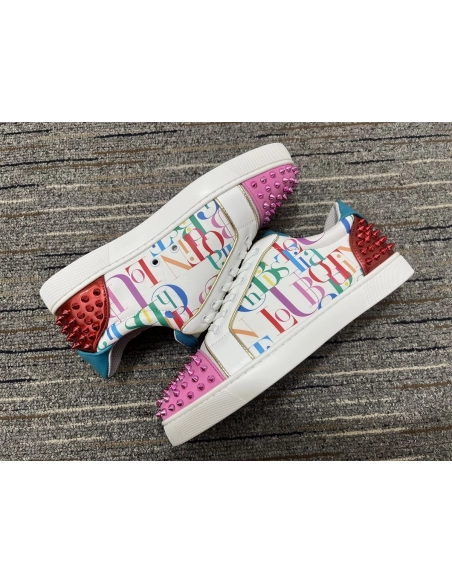 Cheap Christian Louboutin Version Viera 2 Flat Low-top Sneakers Calf Fabric Multicolor