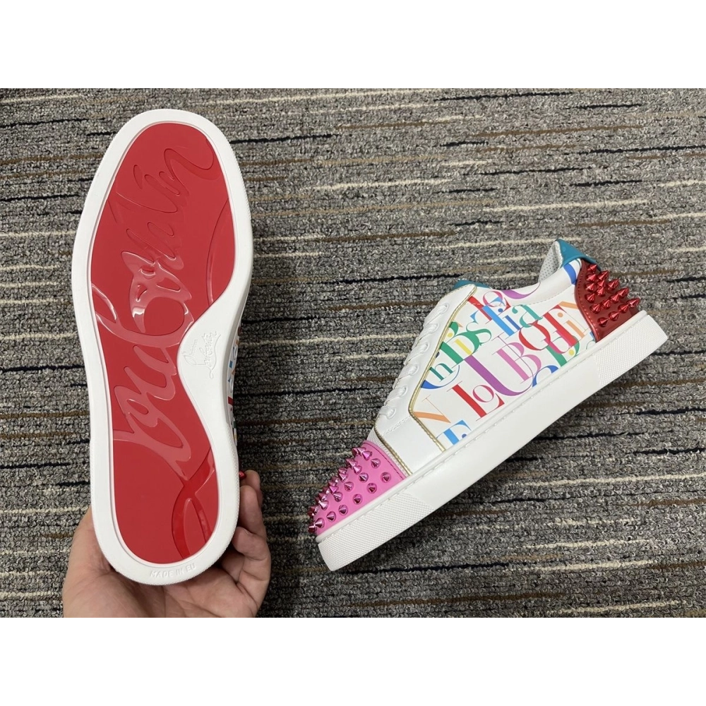 Cheap Christian Louboutin Version Viera 2 Flat Low-top Sneakers Calf Fabric Multicolor